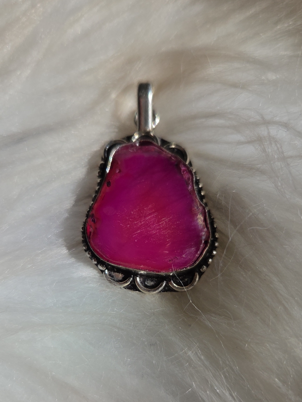 Pink Agate Silver Plated 925 Gemstone Necklace Pendant